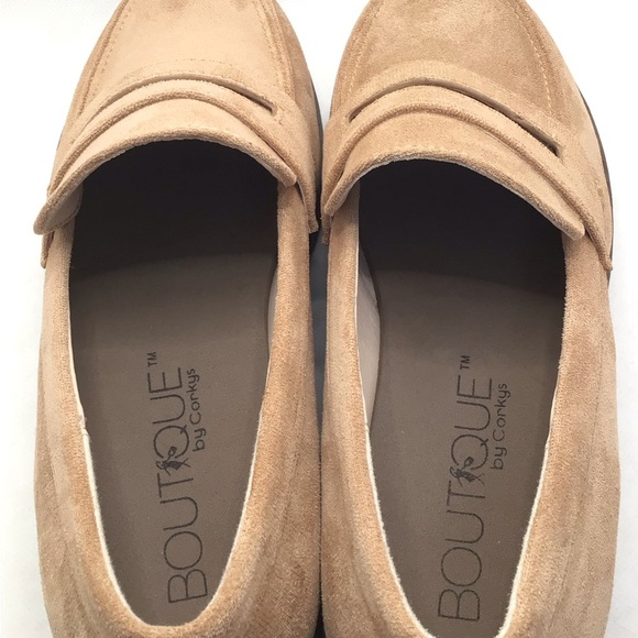 Hey Girl by Corkys Inspo Sand Faux Suede Platform Penny Loafer Size 8 or 9 - Picture 6 of 13